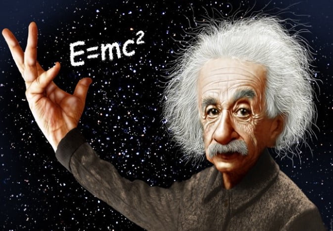 Albert Einstein çizimi ve formülü: E=mc2