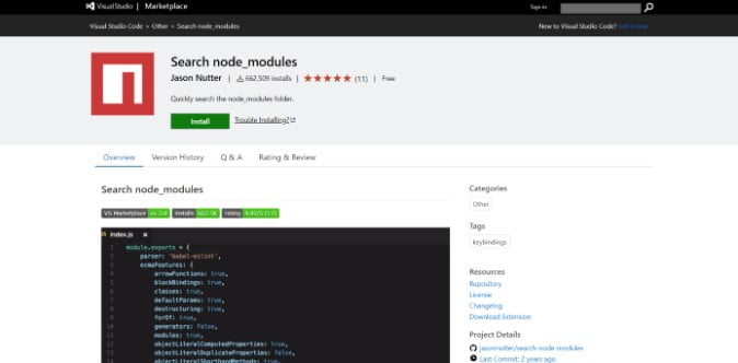 Search node_modules