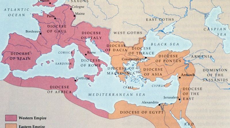 Batı Roma-Doğu Roma Haritası