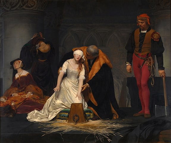 Lady Jane Grey'in 1554'te Paul Delaroche tarafından infazının resmi