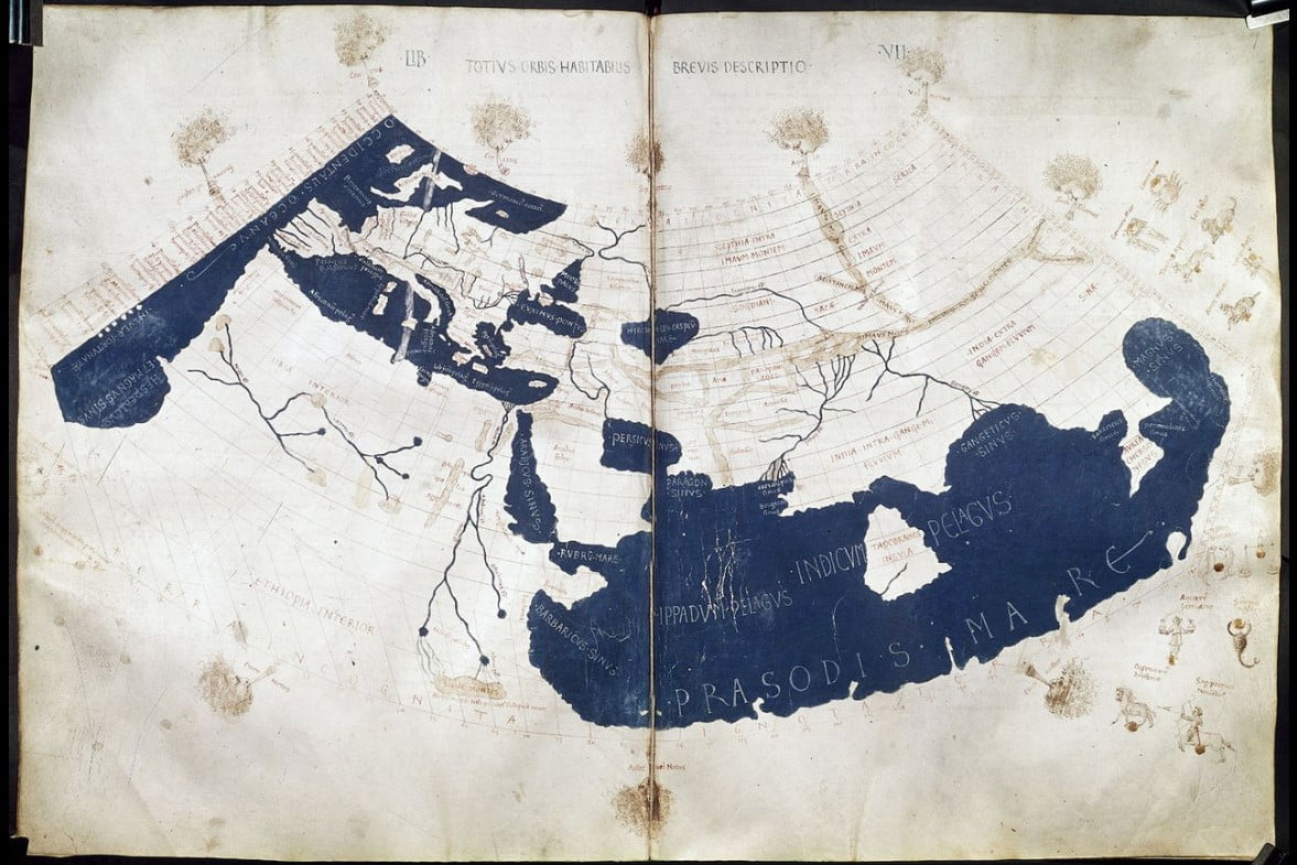 Batlamyus'un dünya haritasının 15. yüzyıl çizimi.