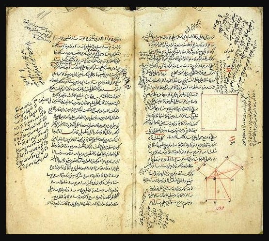 Bir Osmanlı geometri kitabının örnek sayfası. 
